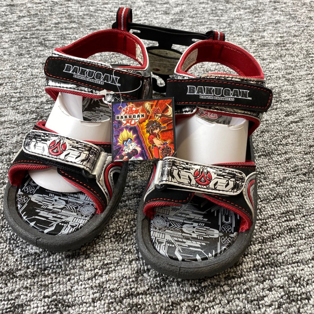 Bakugan Battle Brawlers Sandals Kids Size 1 Black Red NWT 2009 Spin Master